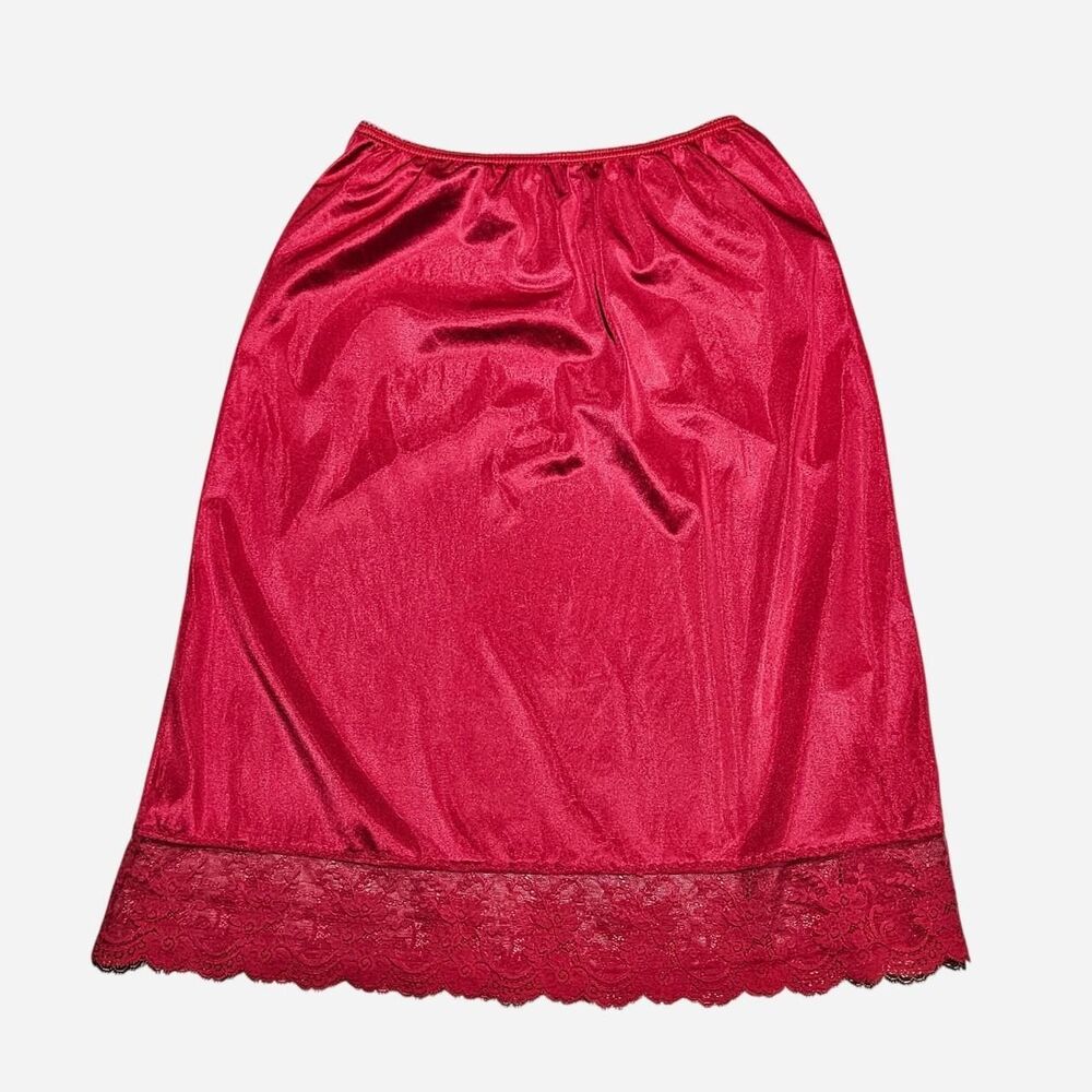 vintage grunge romantic red half slip lace skirt